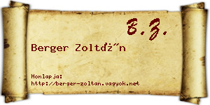 Berger Zoltán névjegykártya